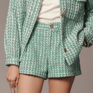Maeve anthropologie green tweed shorts